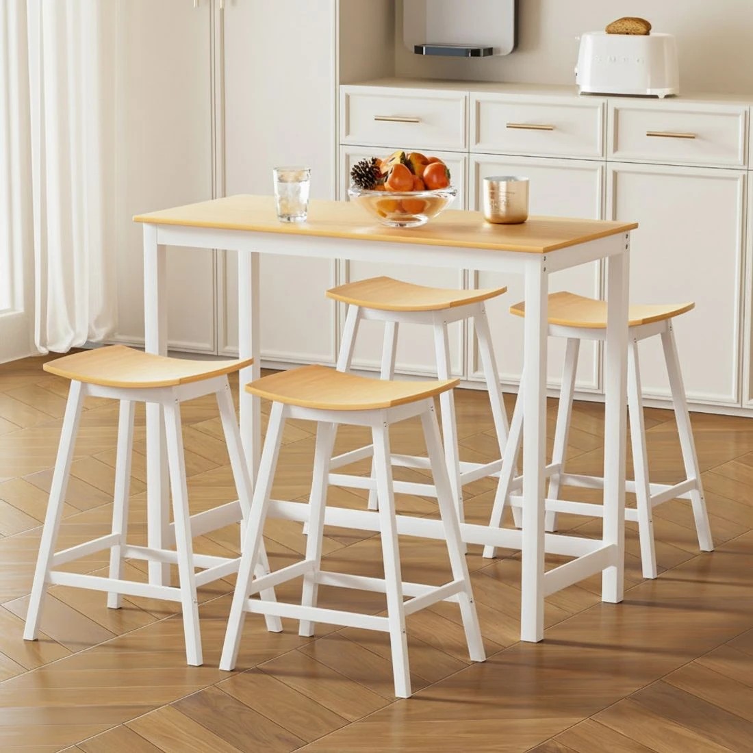 3 Artiss 4x Bar Stools Wooden Chairs - Natural, 3 of 6