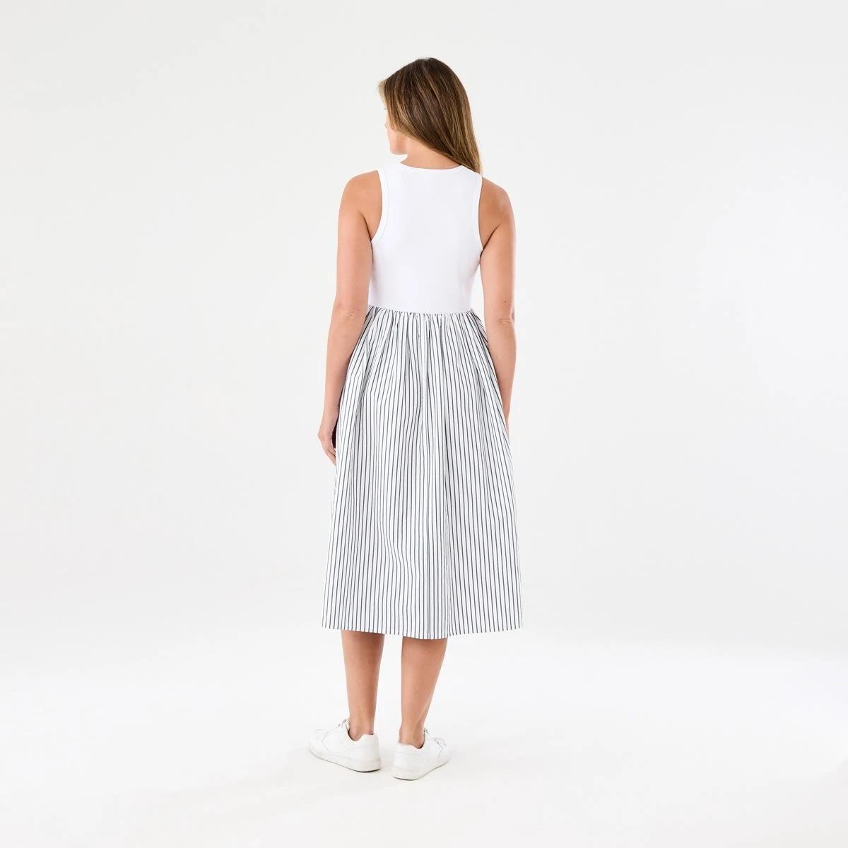 3 Sleeveless Racer Knit Woven Midi Dress Luna Strp, 3 of 6