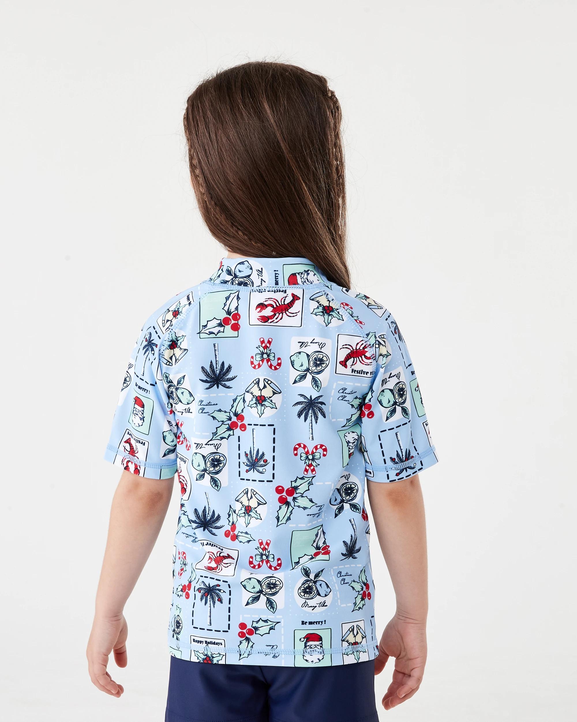 2 Christmas Print Rash Vest Blue Food, 2 of 7
