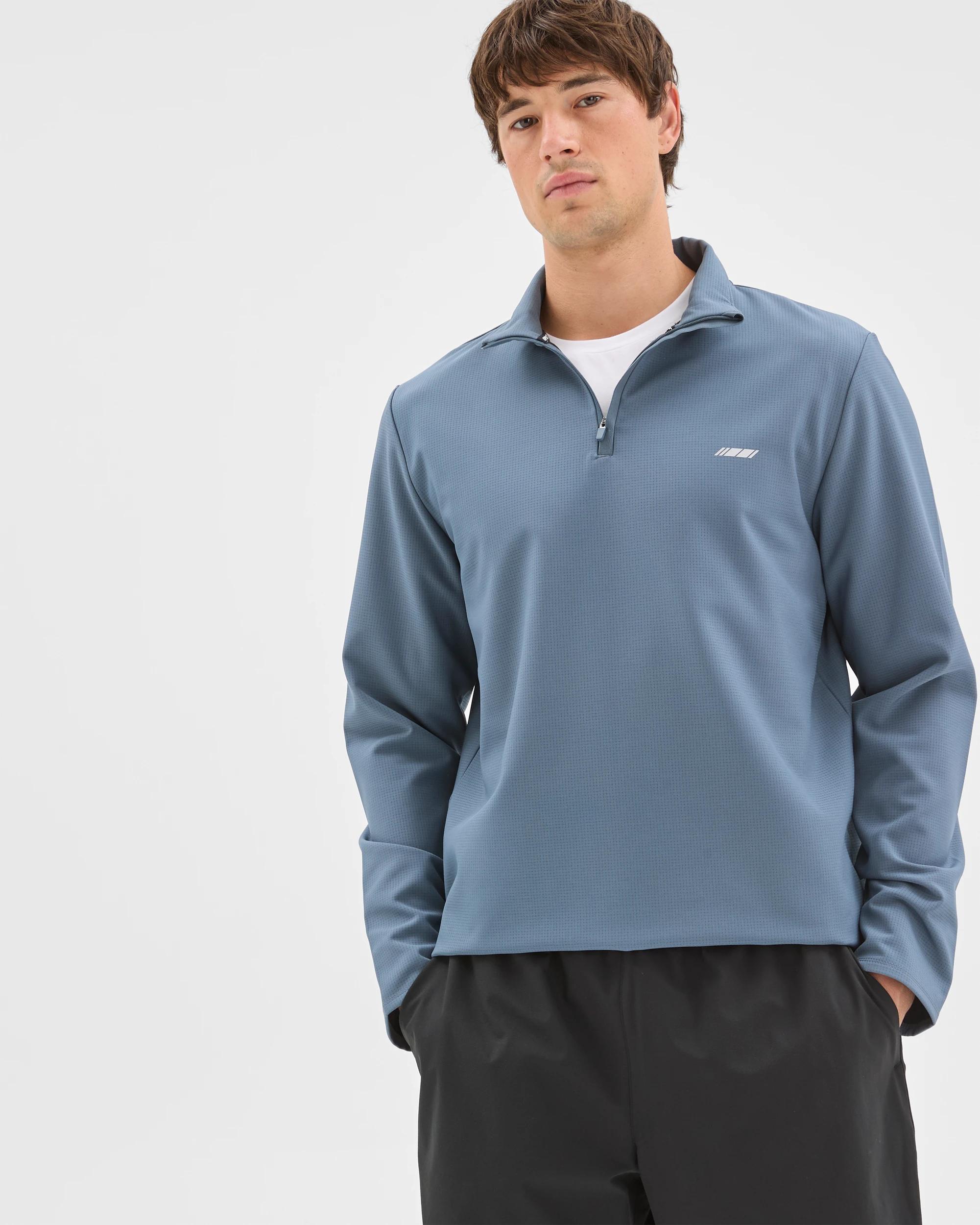 3 Target Active Active Bonded Quarter Zip Jumper STEEL BLUE, 3 of 6