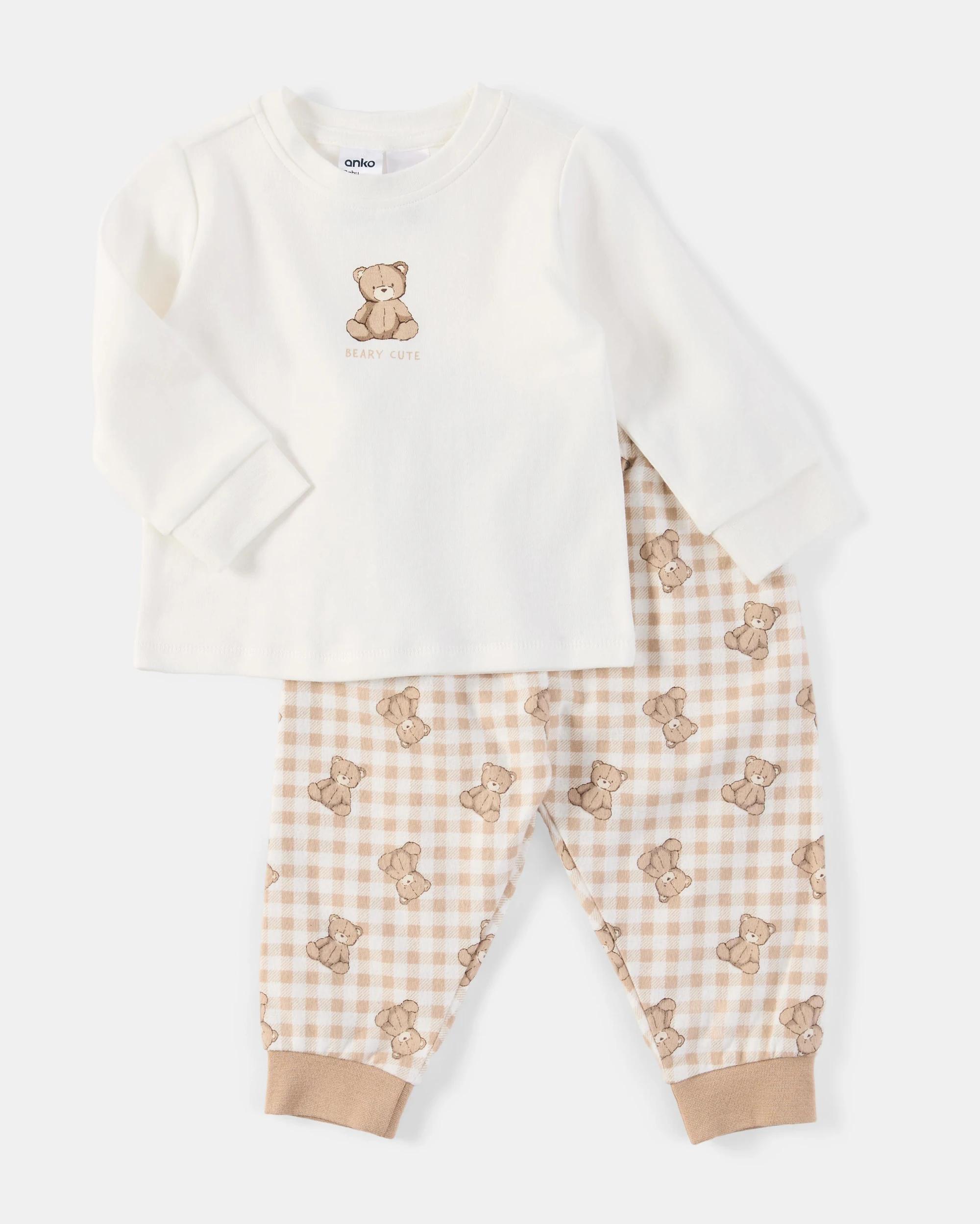 1 Cotton Knit Woven Pyjama Set Beary Cute, 1 of 5