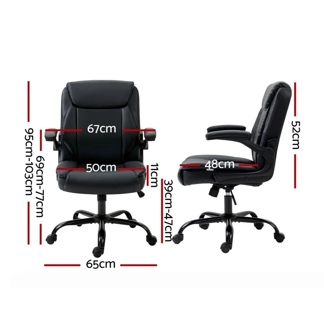 1 Artiss Executive Office Chair Mid Back - Black, 1 of 7