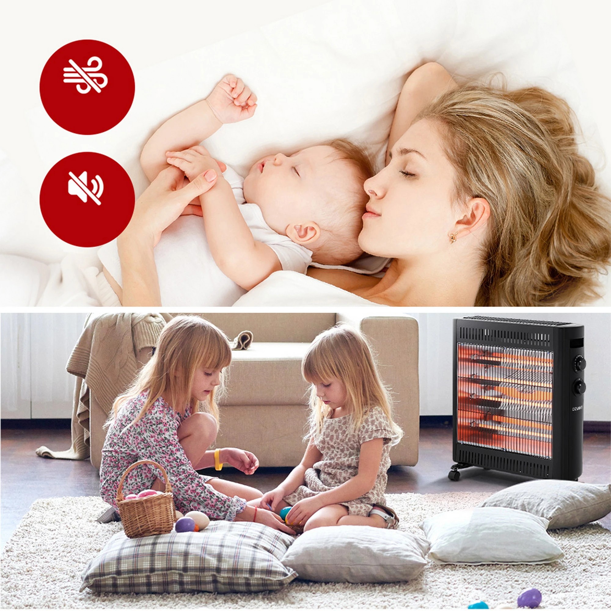 9 Devanti 2200W Infrared Radiant Heater Portable Electric Space Heating - Black, 9 of 9