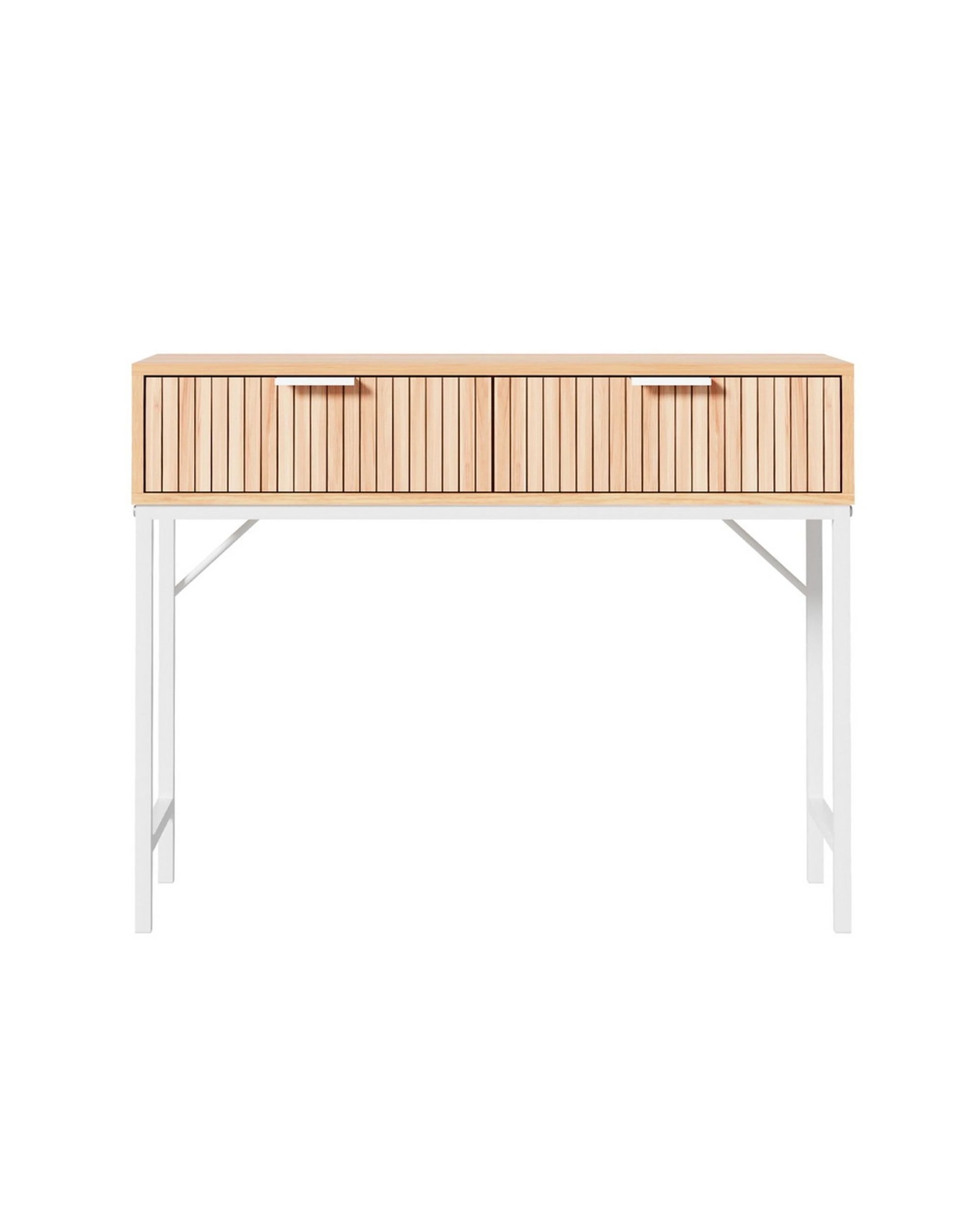 2 Artiss Console Table 2 Drawers 92cm
 - Brown, 2 of 3