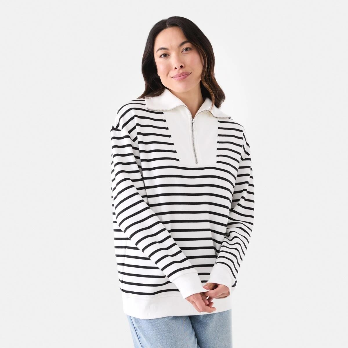 1 Long Sleeve Quarter Zip Sweatshirt Lucy Str W, 1 of 5