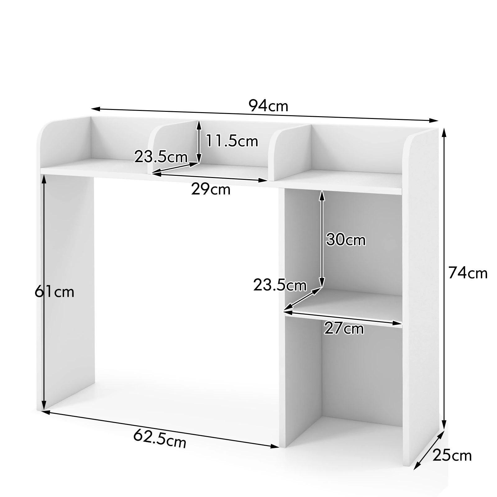 4 Costway Desktop Bookshelf Wood Display Rack w/4 Shelves & Open Compartment Storage Organiser, 4 of 4