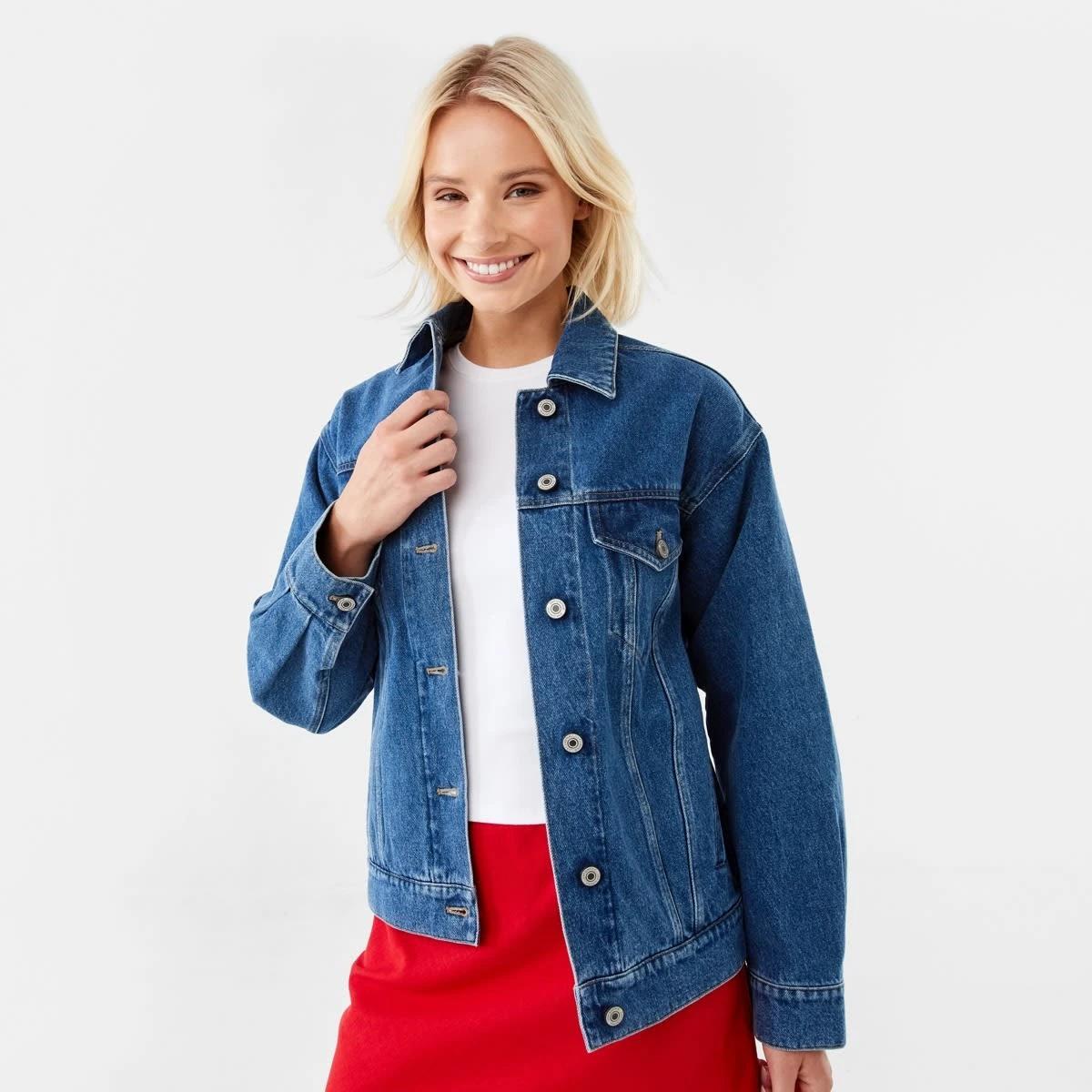 1 Oversized Denim Jacket Mid Wash, 1 of 10