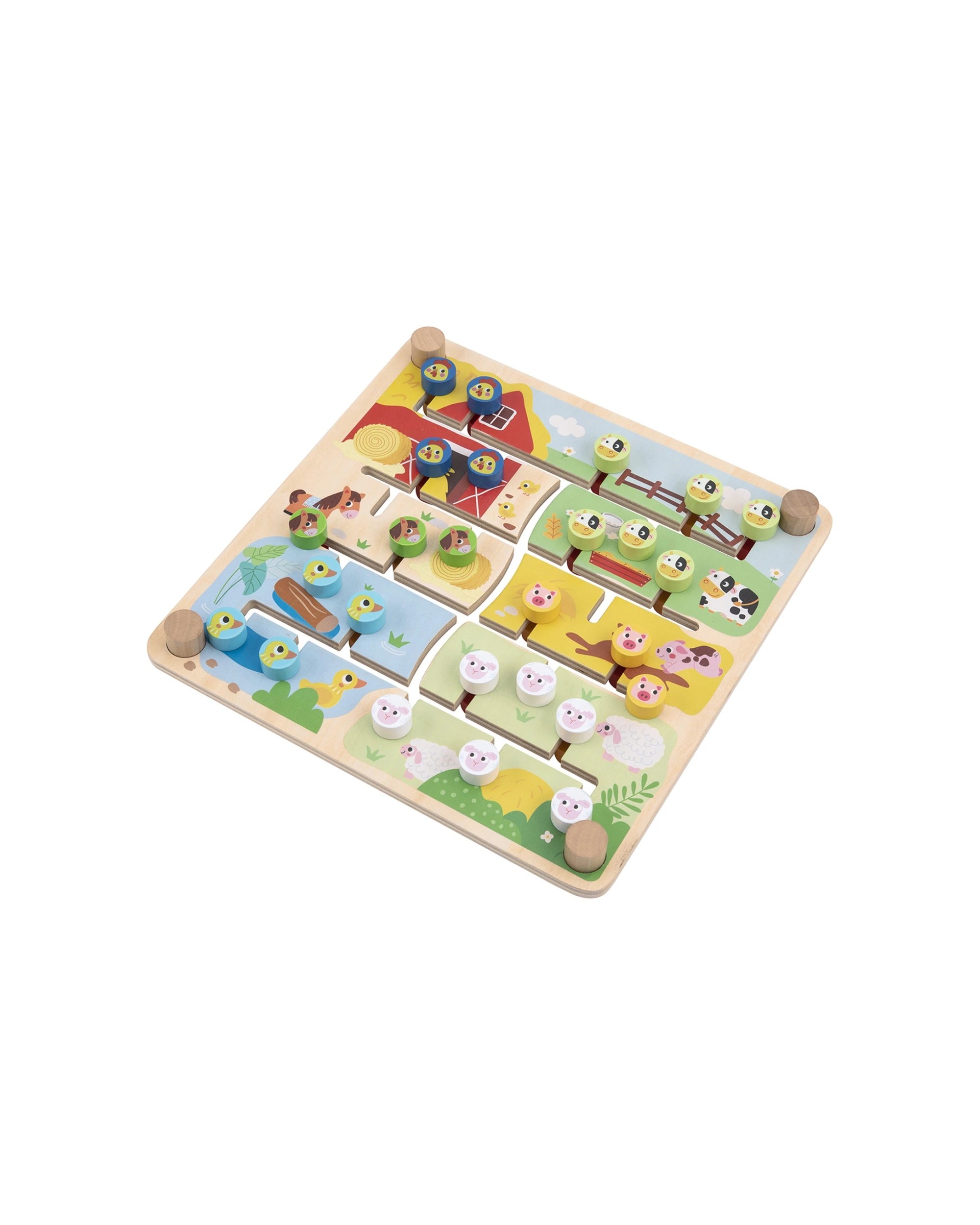 2 Tooky Toy Wooden Alphabet Farm Matching Maze Board Game Kids Fun Activity - Multi, 2 of 5
