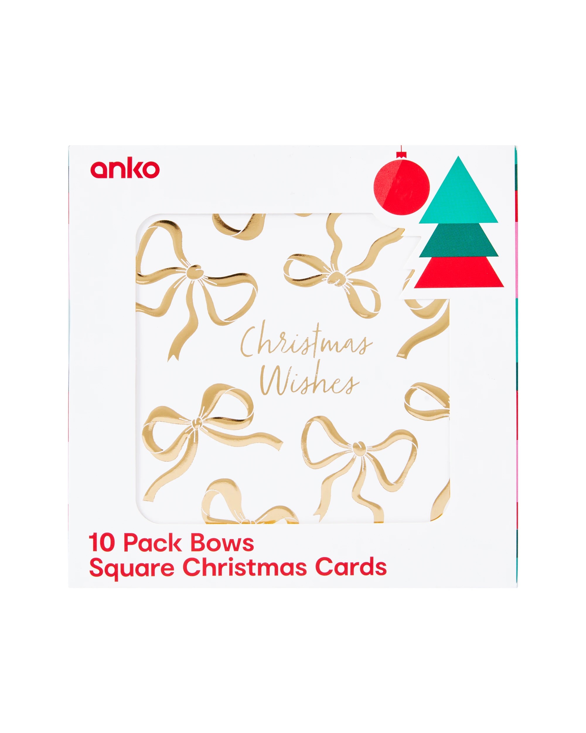 1 10 Pack Bows Square Christmas Cards, 1 of 5