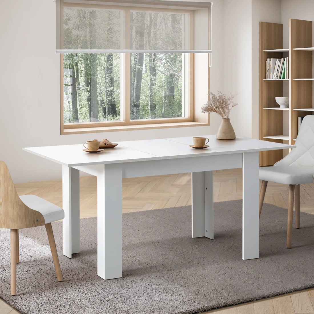 2 Oikiture 160cm Extendable Dining Table Kitchen Restaurant Cafe Table
 - White, 2 of 8