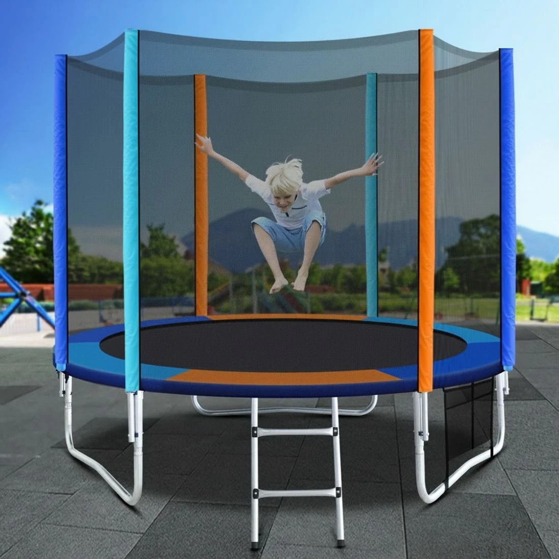 7 Everfit 8FT Trampoline for Kids w/ Ladder Enclosure Safety Net Pad Gift Round - Multi, 7 of 7
