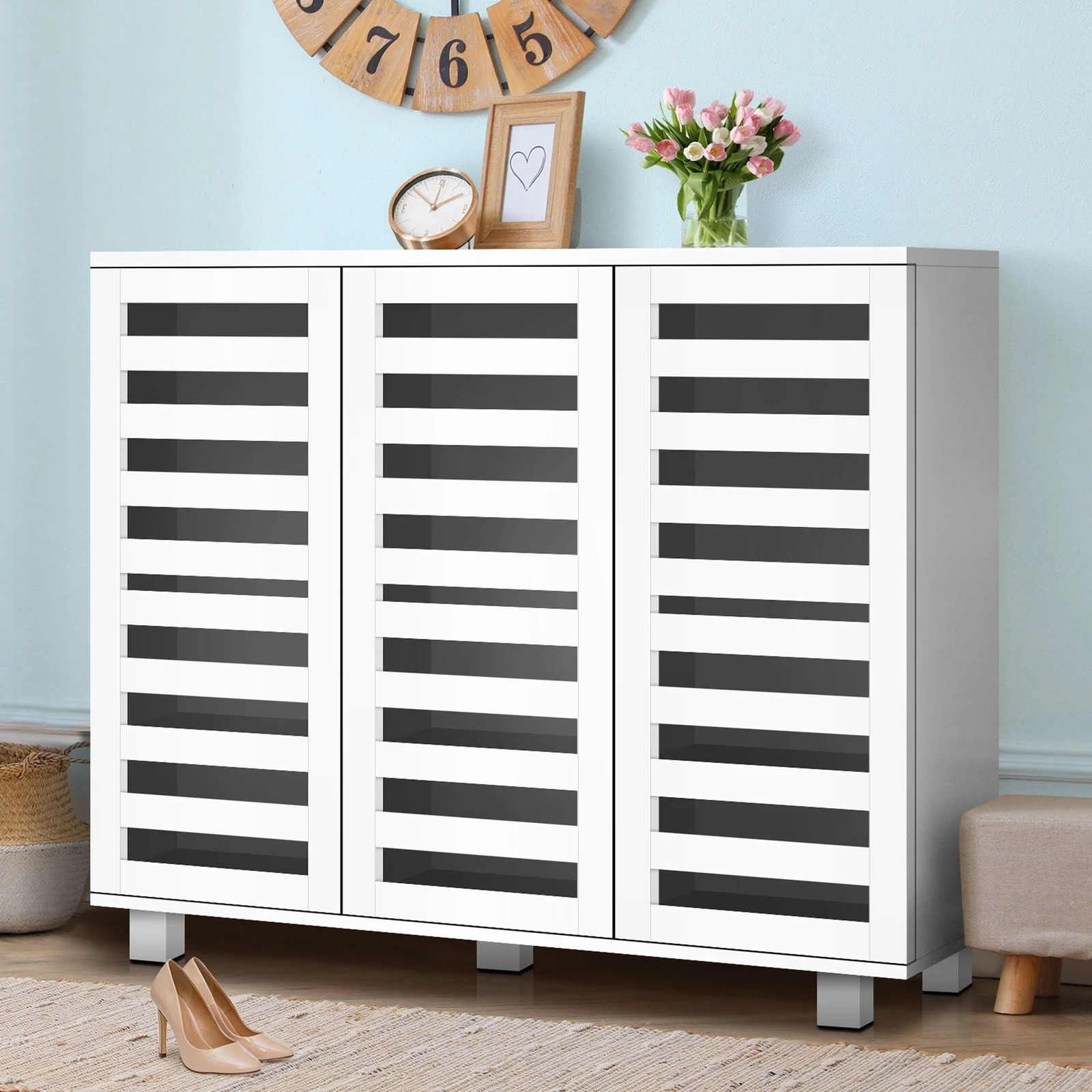 8 Alfordson Shoe Cabinet Storage Rack Organiser Drawer Shelf 30 pairs - White, 8 of 9