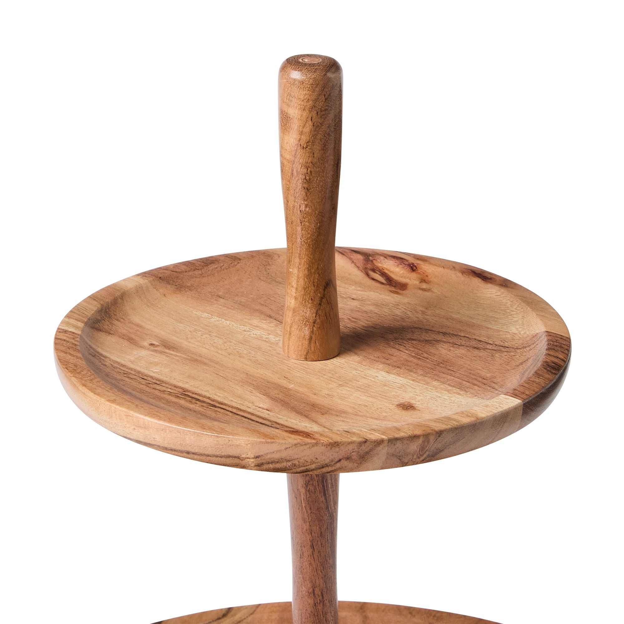 4 2 Tier Acacia Cake Stand - Brown, 4 of 8