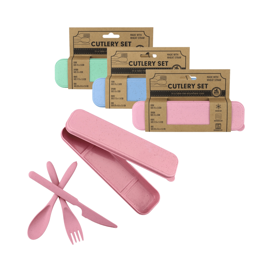 1 Durmaz Wheat Straw Travel Cutlery Set with Case, 1 of 3