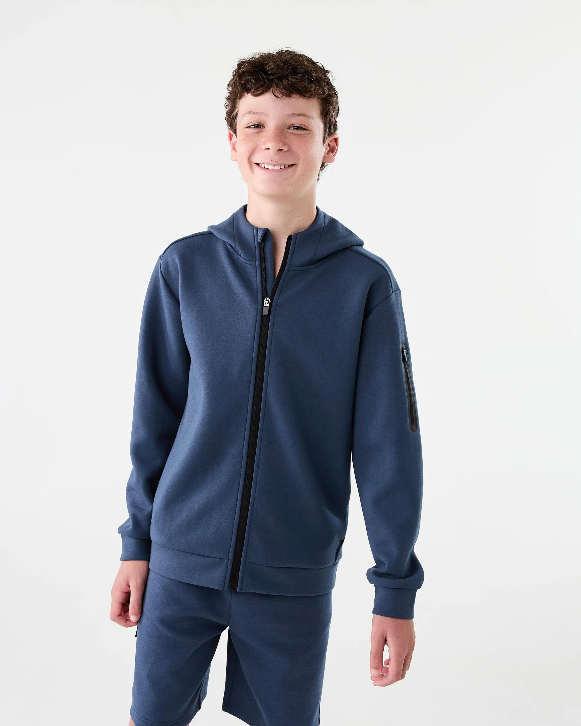 1 Active Kids Zip Through Hoodie Drksea Blu, 1 of 8