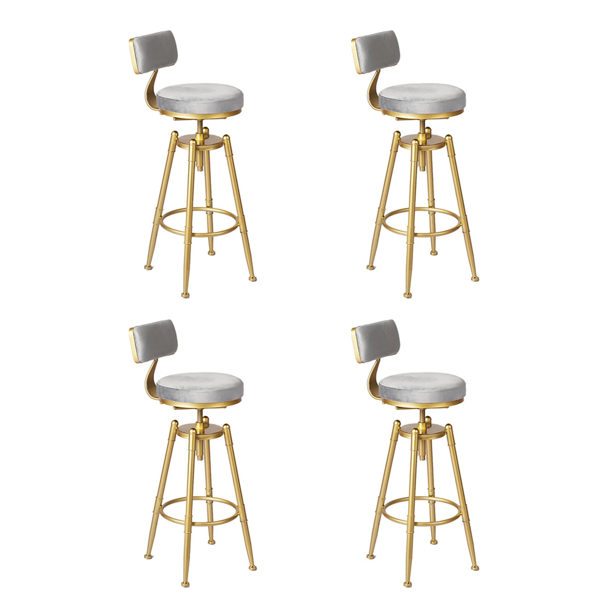 1 Levede 4x Swivel Bar Stools Kitchen Stool Chair Barstools Velvet Padded Seat, 1 of 7