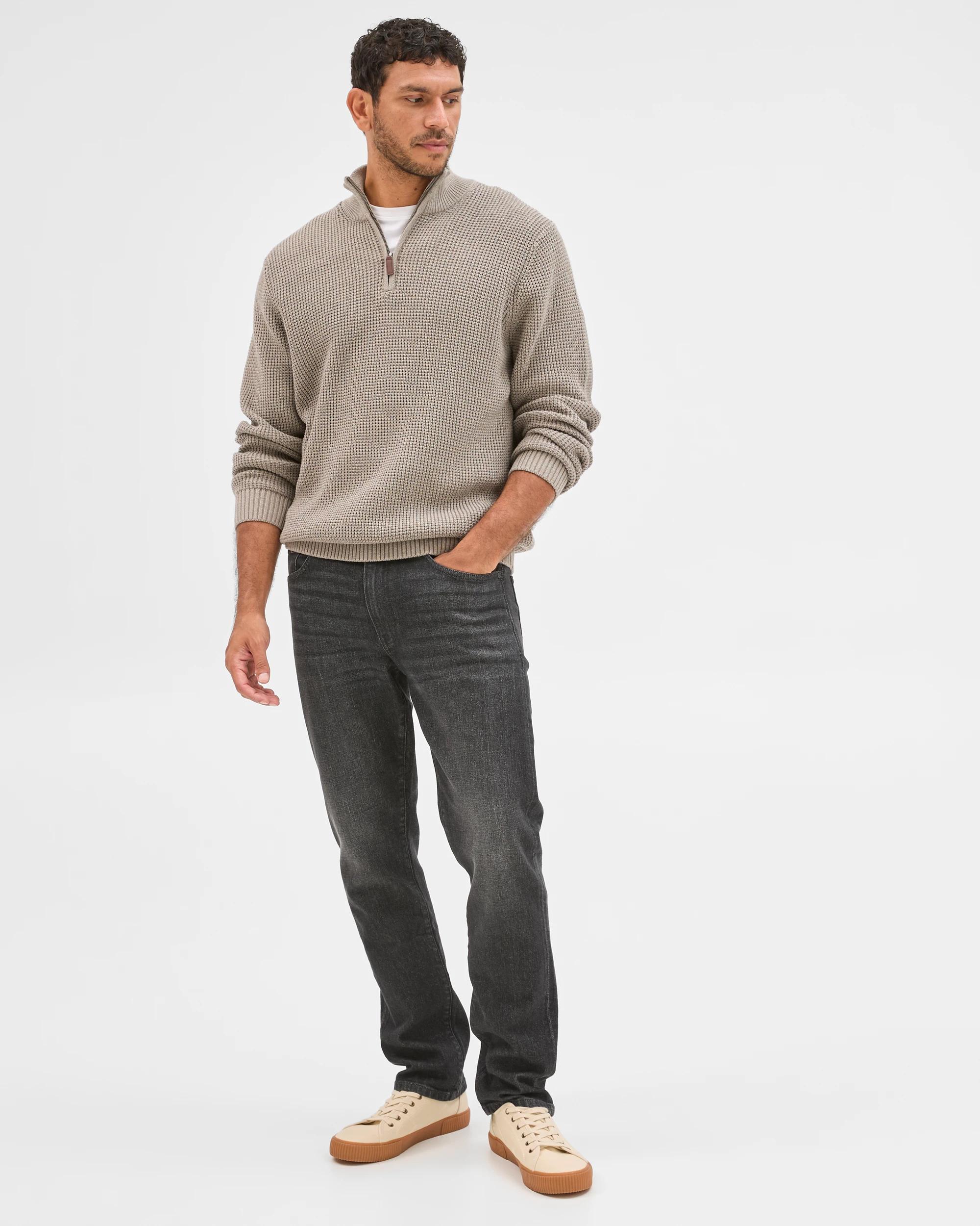 1 Target Man Australian Cotton 1/2 Zip Knit Jumper ROCK, 1 of 8