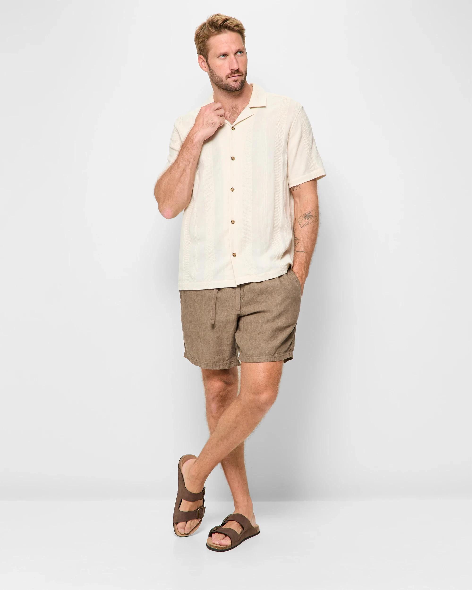 2 Target Australian Cotton Short Sleeve Stripe Shirt LIGHT STONE, 2 of 5