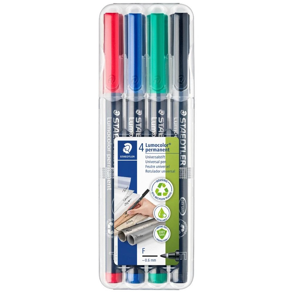 1 Staedtler Lumocolor 318 Permanent Markers Assorted 4 Pack, 1 of 10