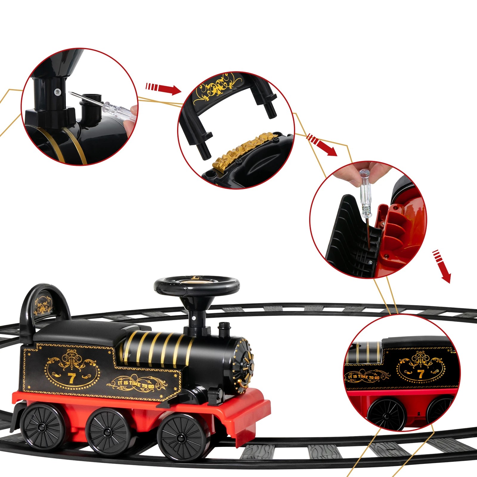 4 Costway Ride On Car Motorized Train Electric Toy Train, 4 of 5