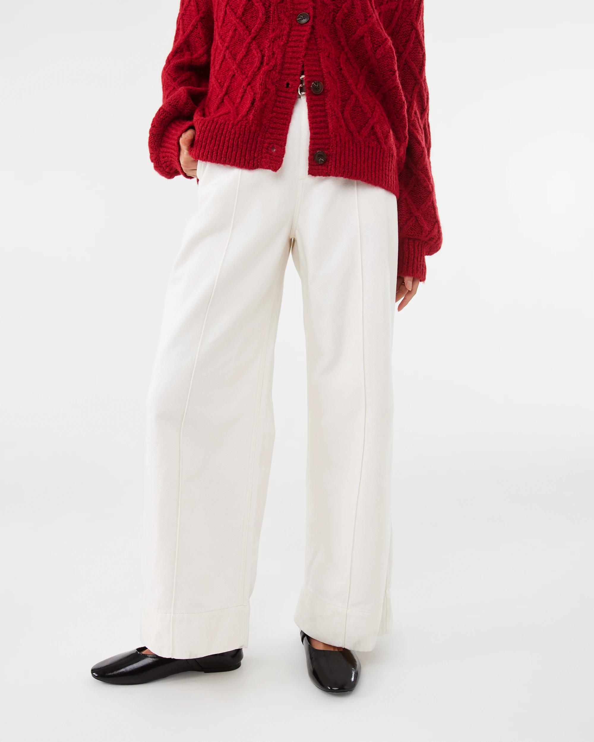 1 Belted Wide Leg Jeans Ecru, 1 of 8