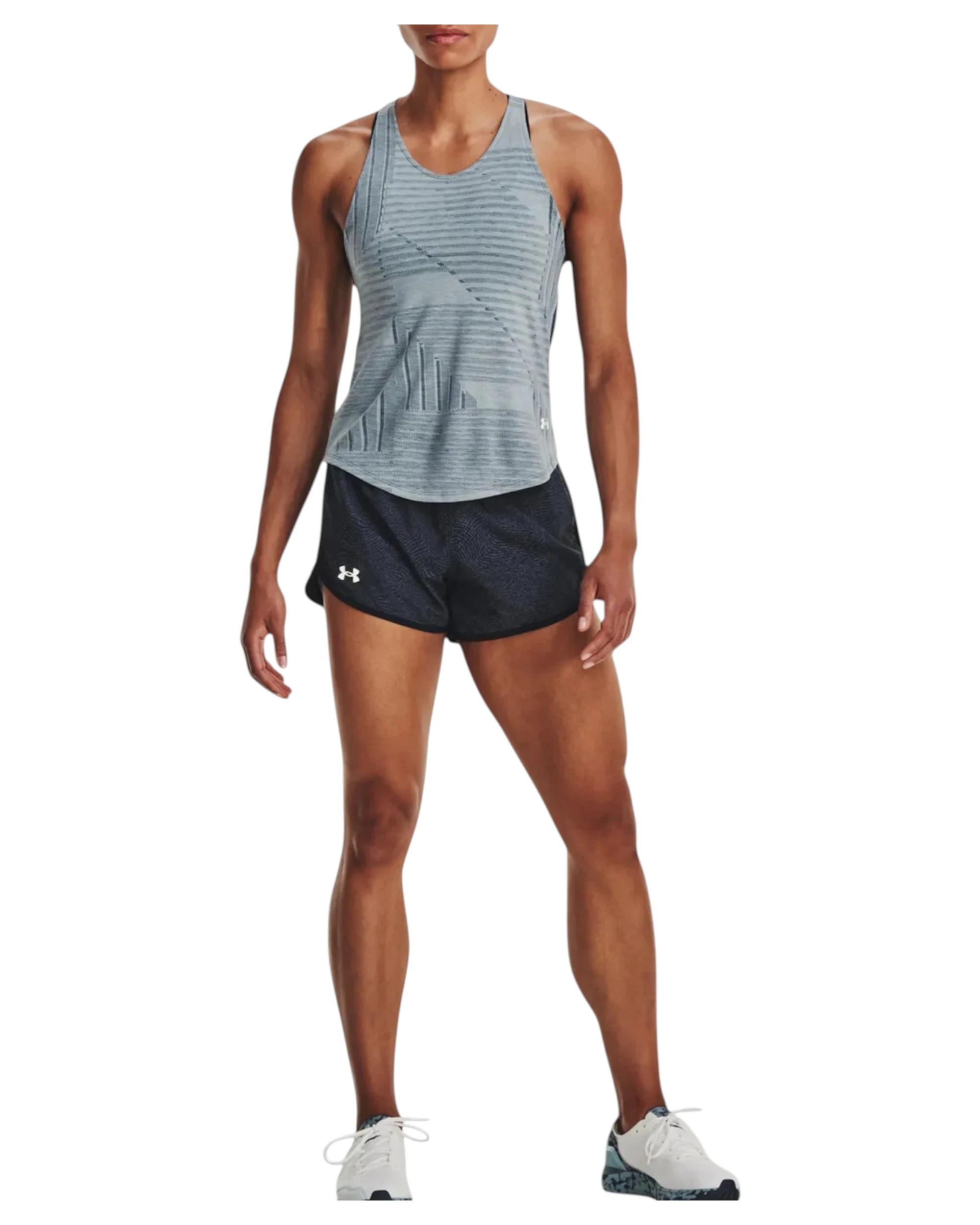 3 Under Armour Womens Black Fly-By 2.0 Printed Shorts BLACK, 3 of 6