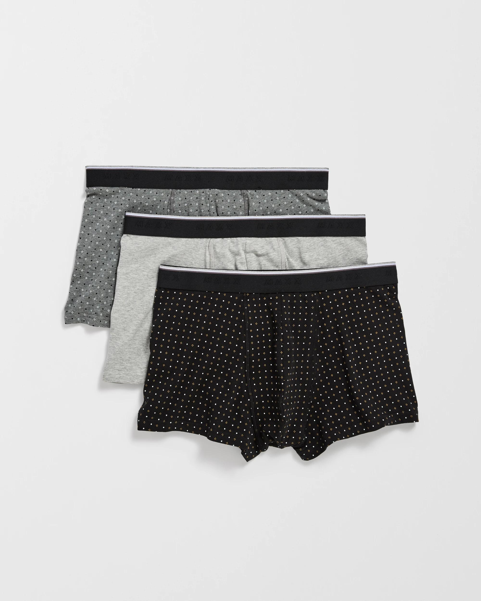 1 Maxx Australian Cotton Blend 3 Pack Hipster Trunks CHARCOAL DITSY, 1 of 4