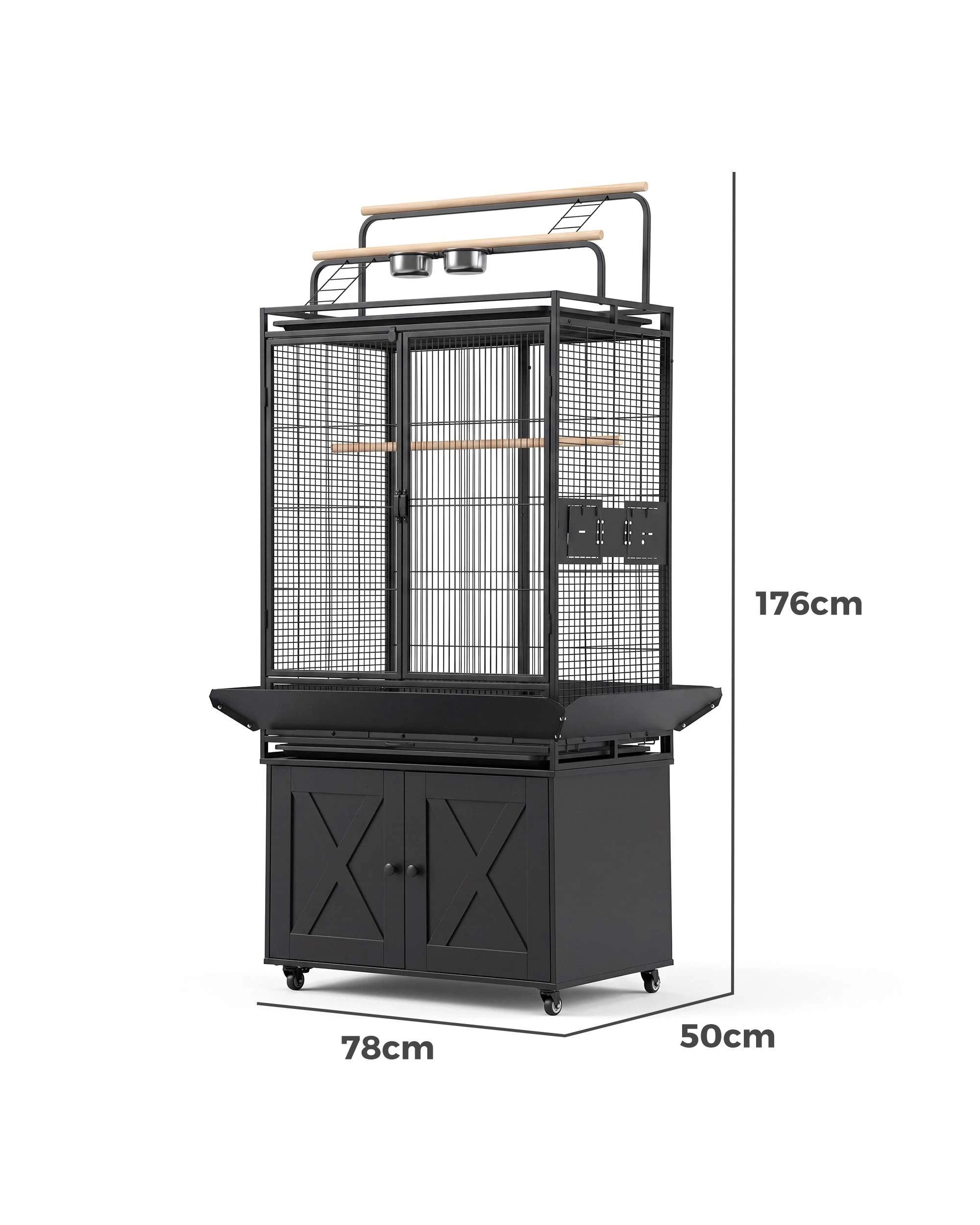 10 Advwin 176cm Extra Large Bird Cage with Play Top & Storage Cabinet, 10 of 10