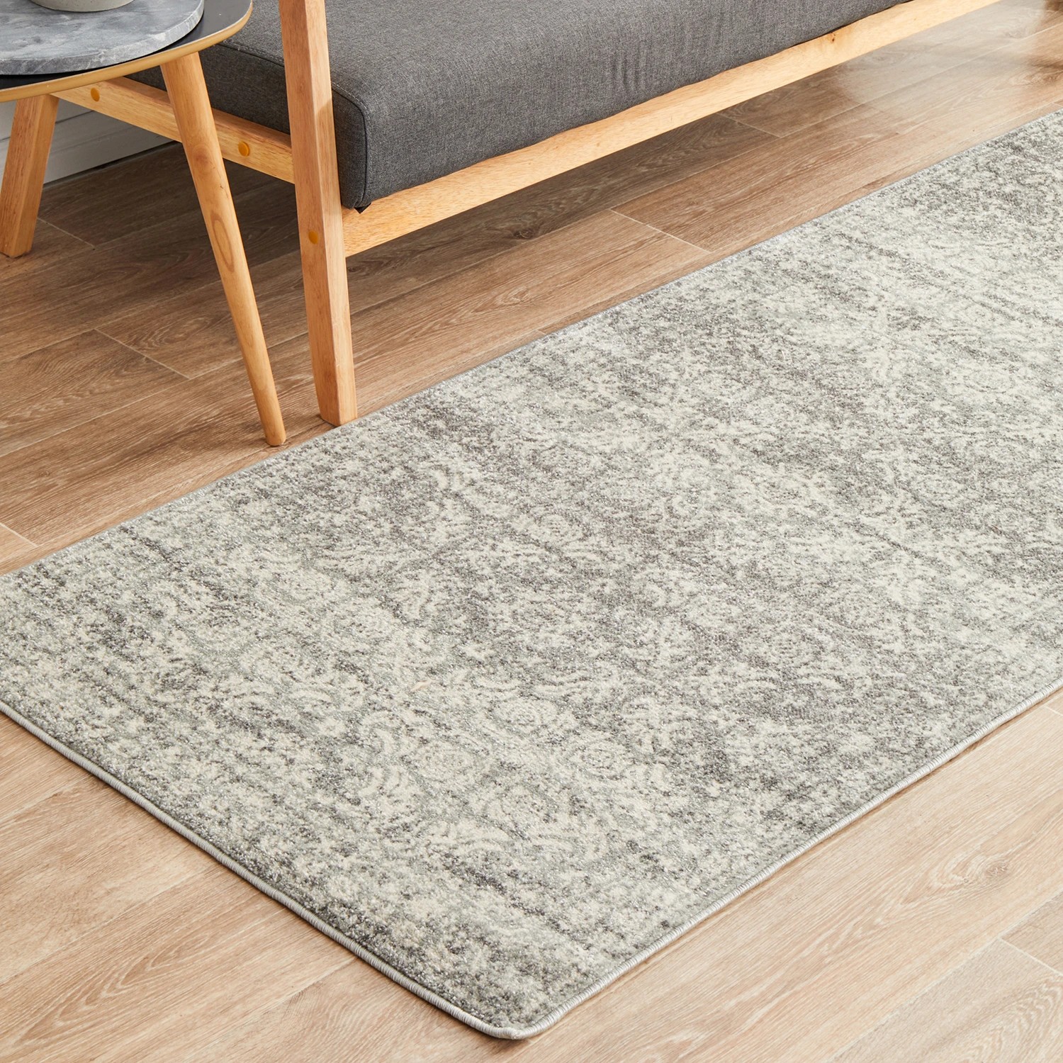 1 Common Ground Rugs Phantom 358 500x80cm - Extra Large Runner Power Loomed Pet Friendly Rug - Silver, 1 of 9