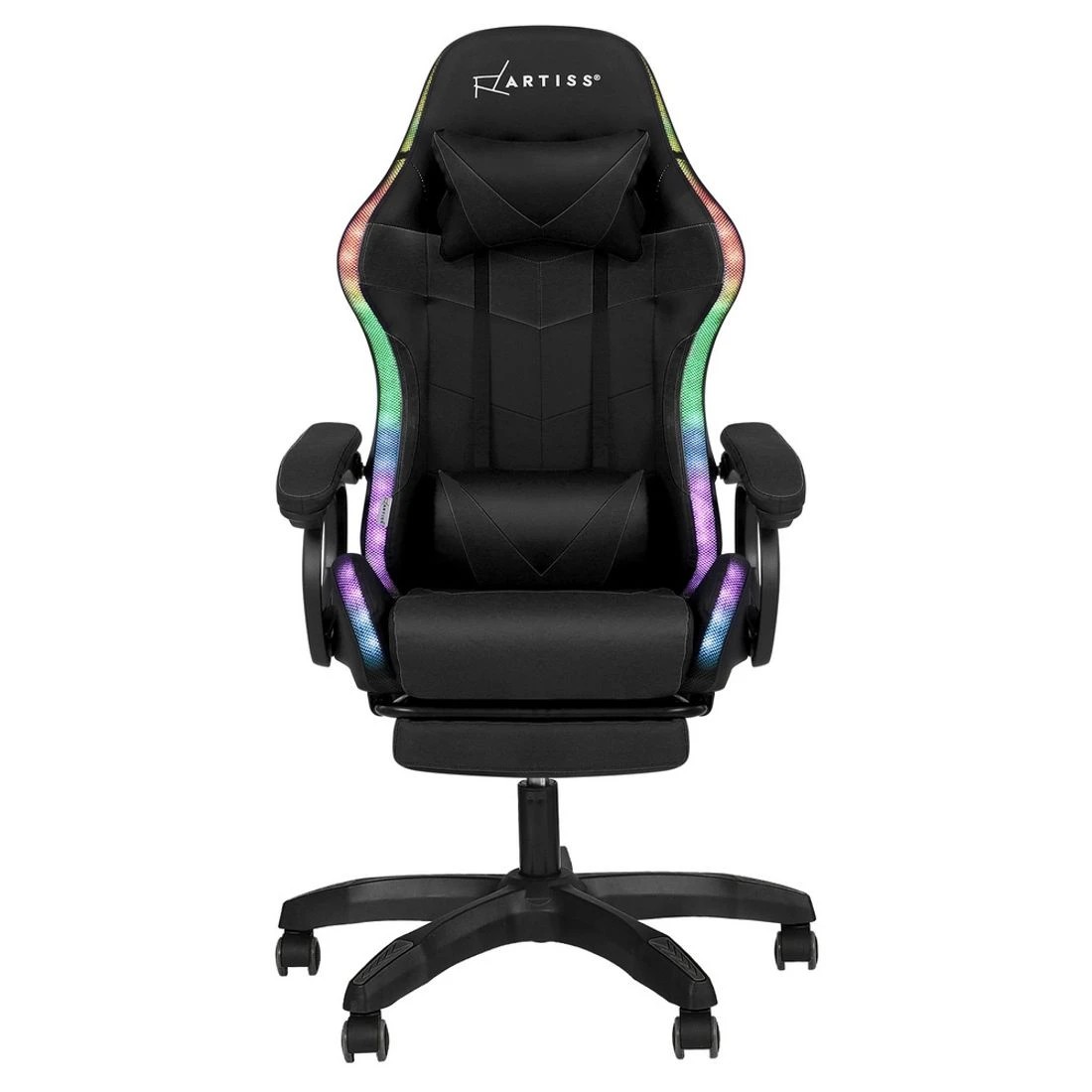 3 Artiss Gaming Office Chair 12 RGB LED Massage Computer Work Seat Footrest - Black, 3 of 7