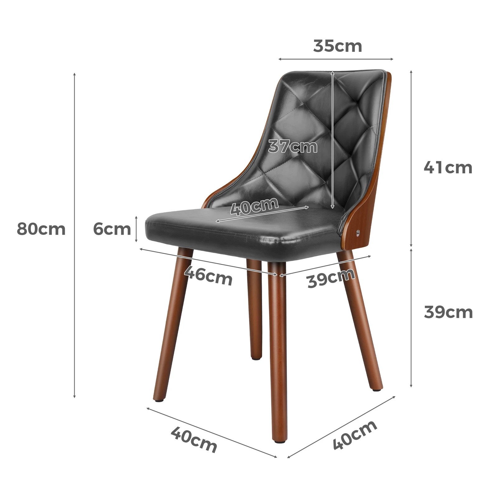 3 Alfordson 4x Dining Chairs Kitchen Lounge Padded Tufted PU Leather - Grey, 3 of 4