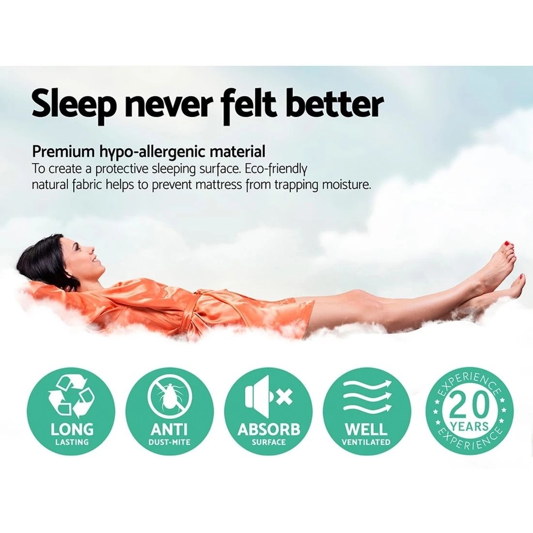 7 Giselle Bedding 21cm Mattress Tight Top King Single - King Single Bed - White, 7 of 10