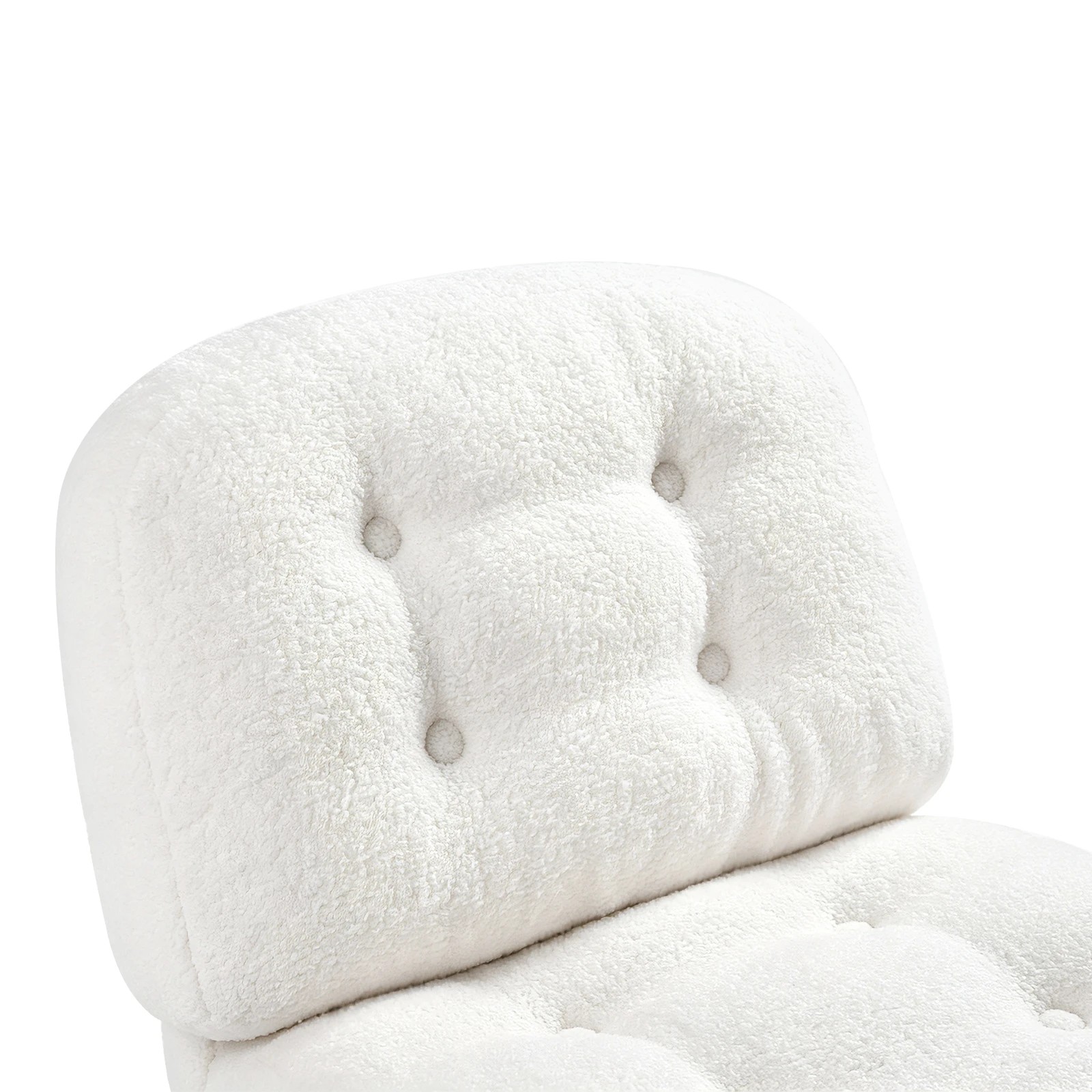 7 Advwin Armless Office Chair Teddy Fleece Ergonomic Cross Legged Chair Swivel Vanity Chair - White, 7 of 9