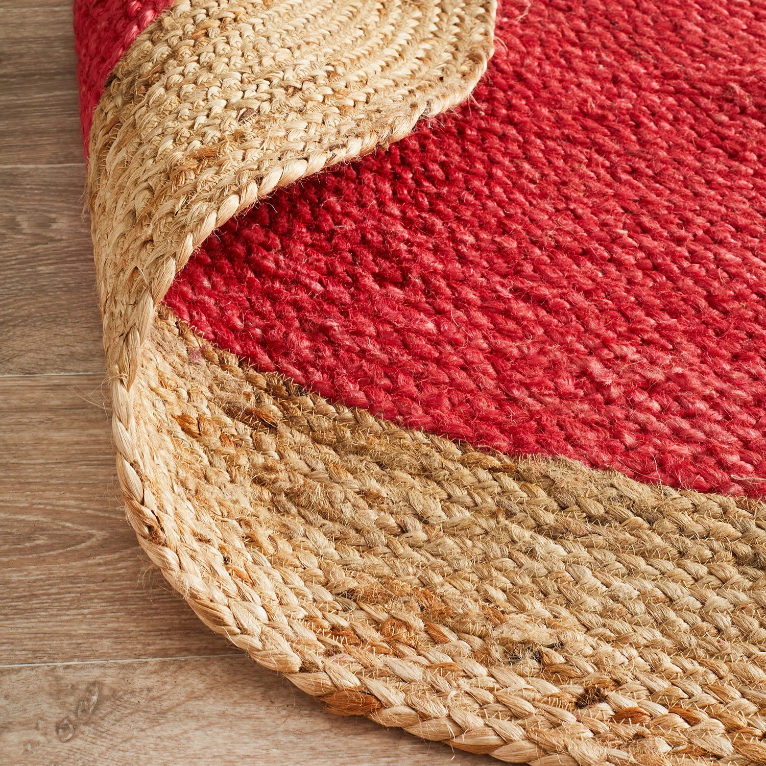 6 Common Ground Rugs Solace Polo 150x150cm - Small Round Handwoven Jute Rug - Red, 6 of 6