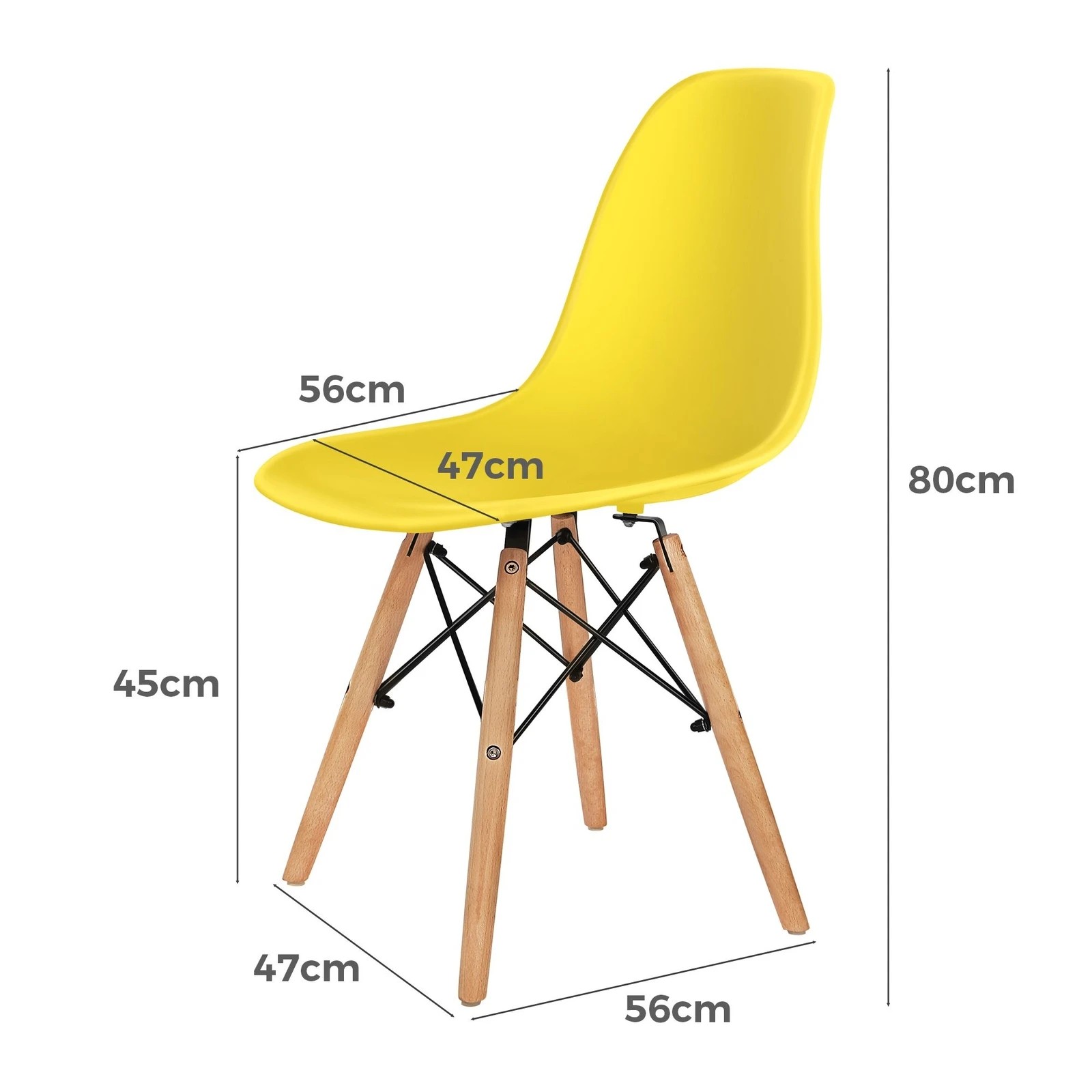 2 Alfordson 4x Dining Chairs Retro Steel Kitchen Lounge Cafe Solid Wood - Yellow, 2 of 10