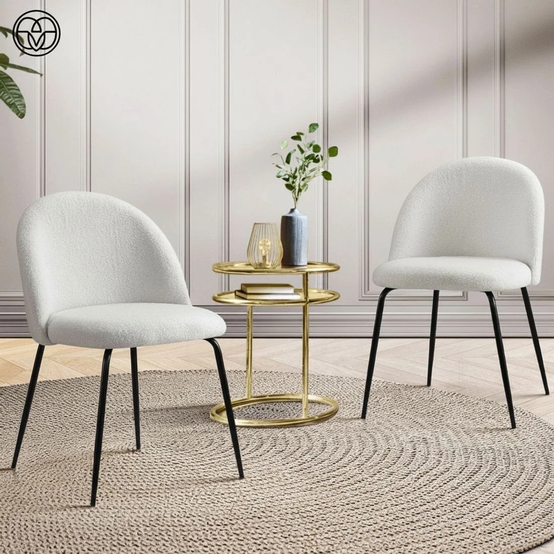 4 Artiss Dining Chairs Set of 4 Sherpa Boucle - White, 4 of 5