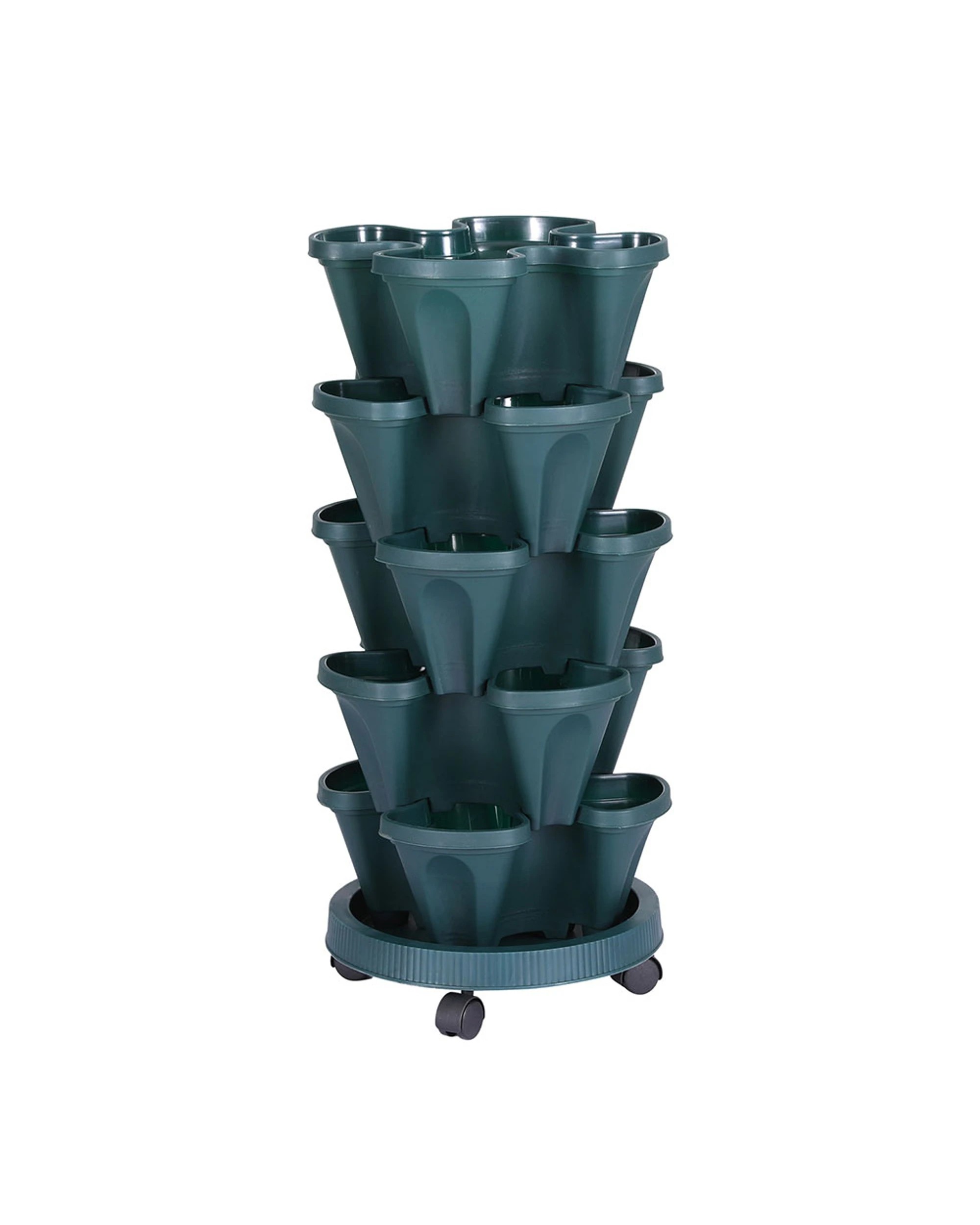 1 Green Fingers Garden Bed 5 Tier Vertical Garden Strawberry Stackable Planters Herbs Petunias - Green, 1 of 7