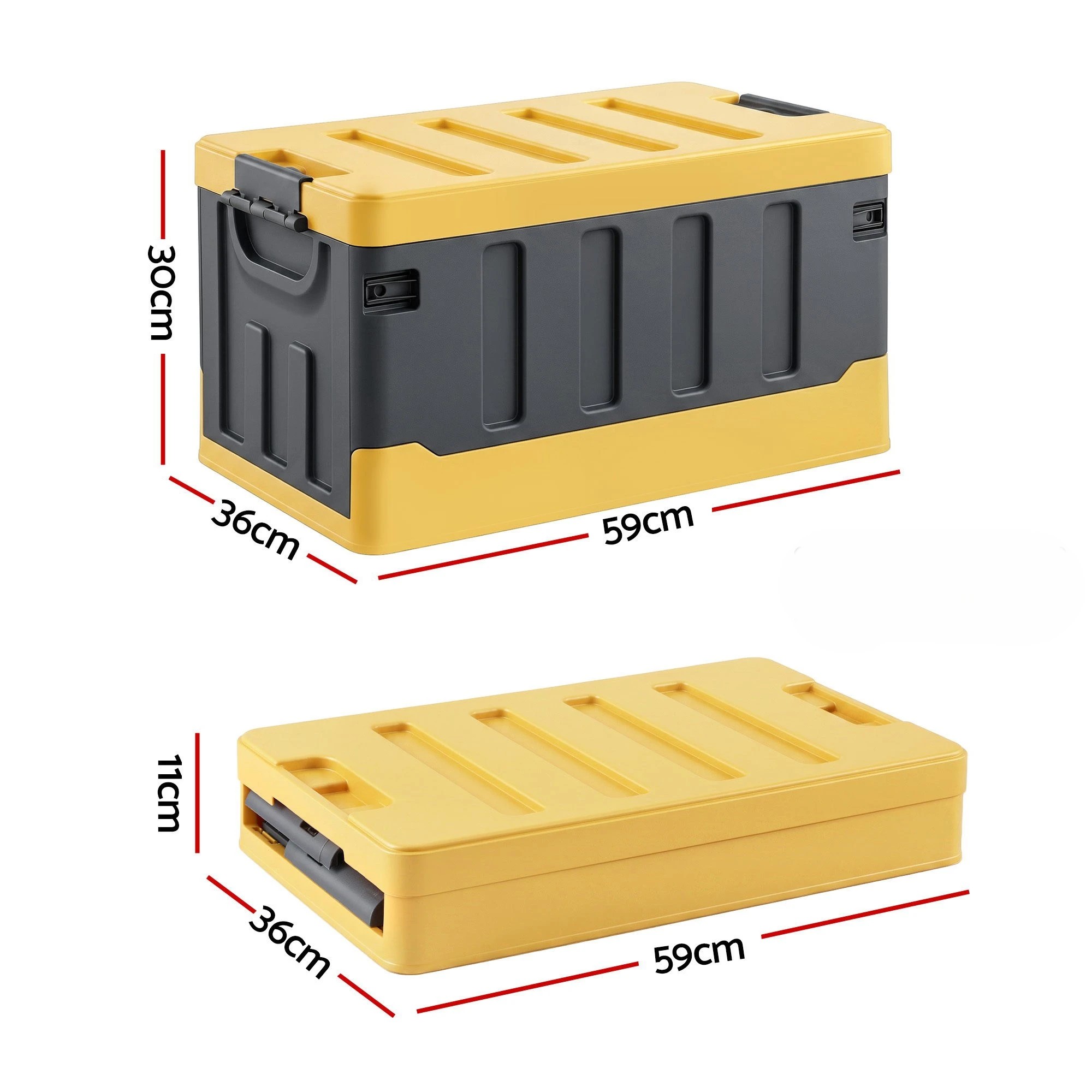3 Gardeon Collapsible Outdoor Storage Box 60L Stackable Folding Camping Organizer - Yellow, 3 of 7