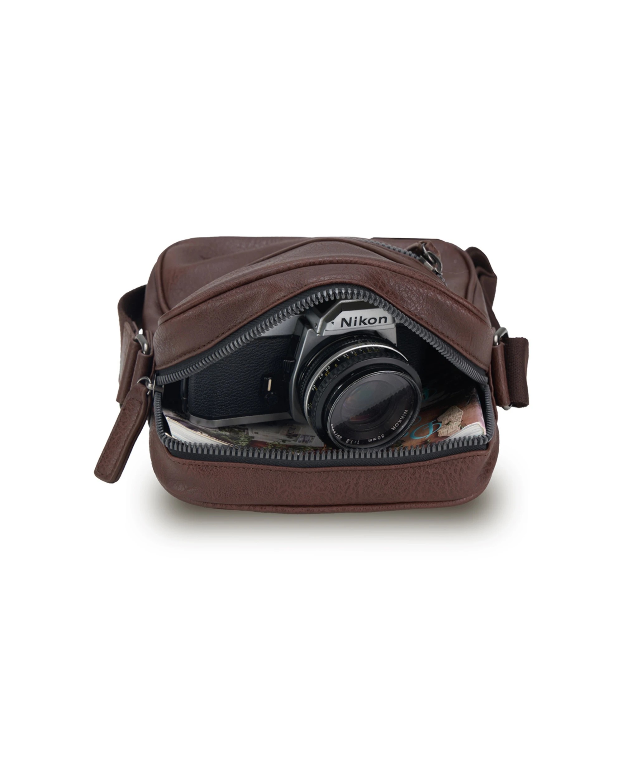 3 Tosca Vegan Leather Mens Shoulder Bag - Brown, 3 of 3