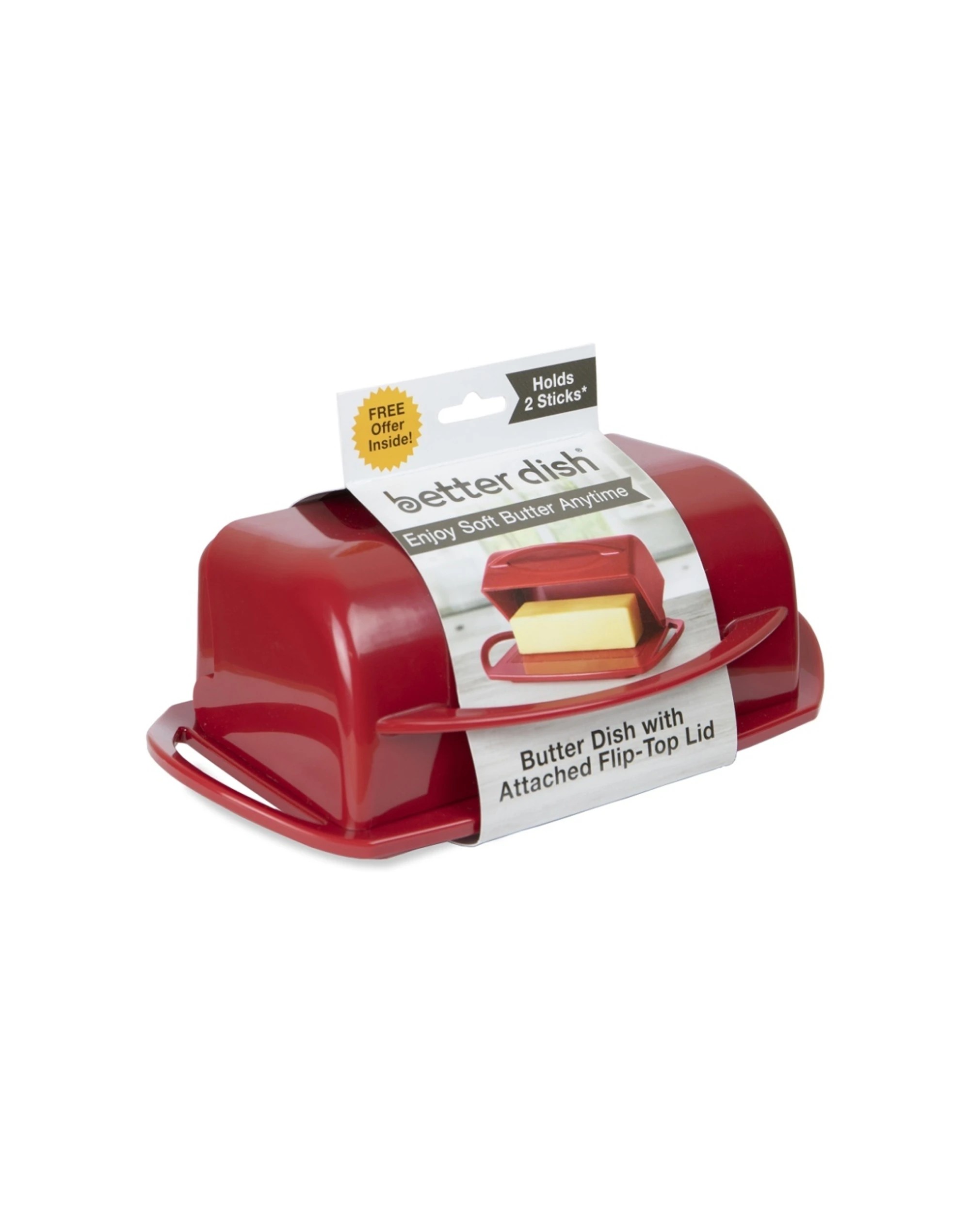8 Better Dish Butter Container with Lid Butterie Spatula Plastic Tongs Set - Red, 8 of 9