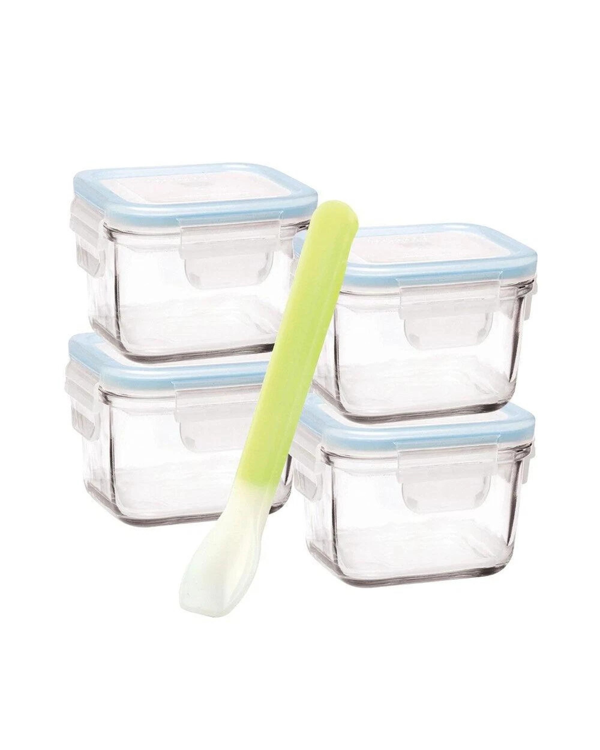 1 Glasslock Baby 5 Piece Square 210ml Food Container Set  Spoon, 1 of 1