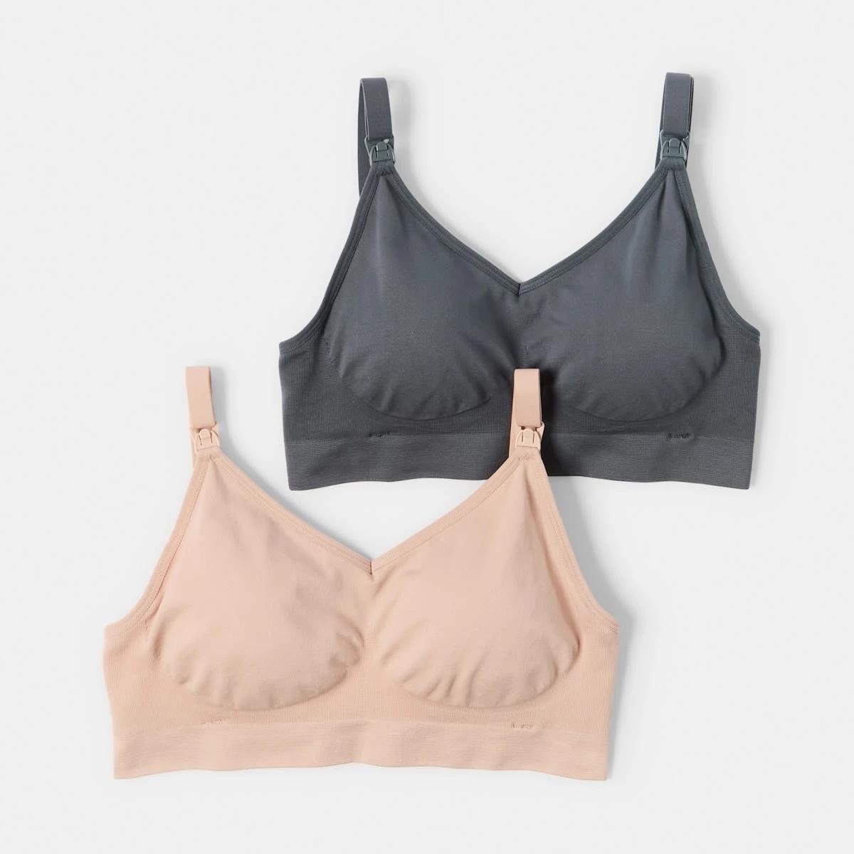 1 2 Pack Maternity Wirefree Seamfree Crop OYSTER PINK, OMBRE BLUE, 1 of 9