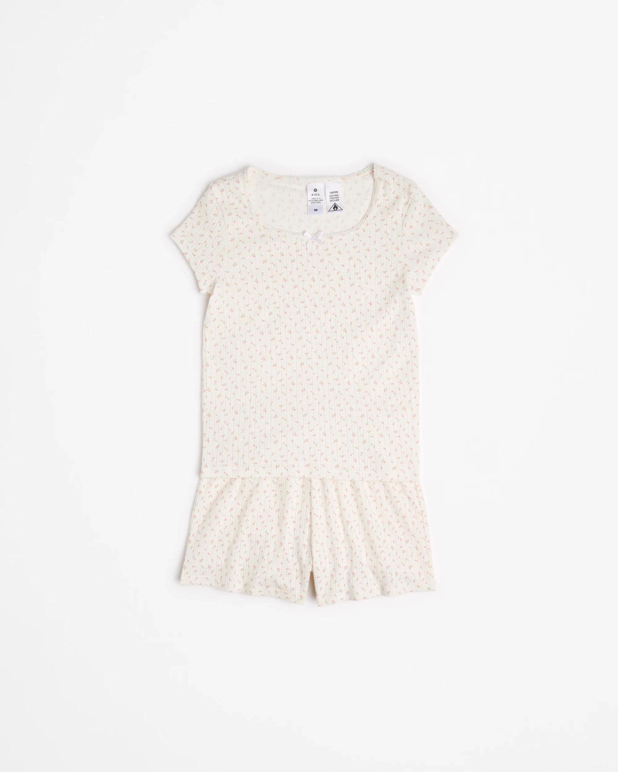 3 Target Kids Australian Cotton Older Girls Pointelle Pyjama Set WHITE FLORAL, 3 of 8