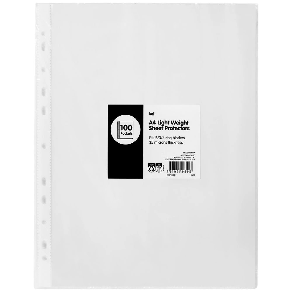 1 Keji Sheet Protector A4 Light Weight 100 Pack, 1 of 8