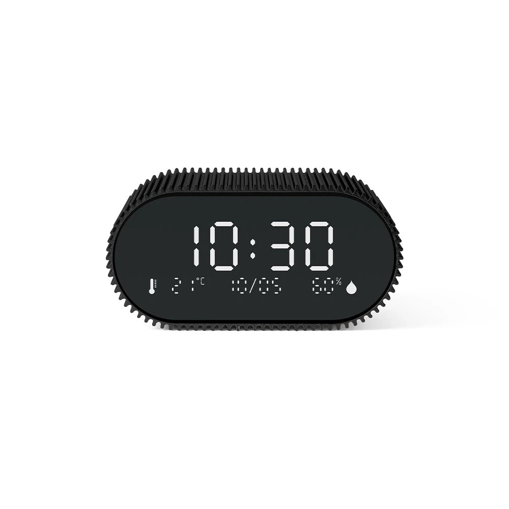 1 Lexon Ray Clock Lcd Alarm Clock With Temperature / Humidity Display - Black - Black, 1 of 6