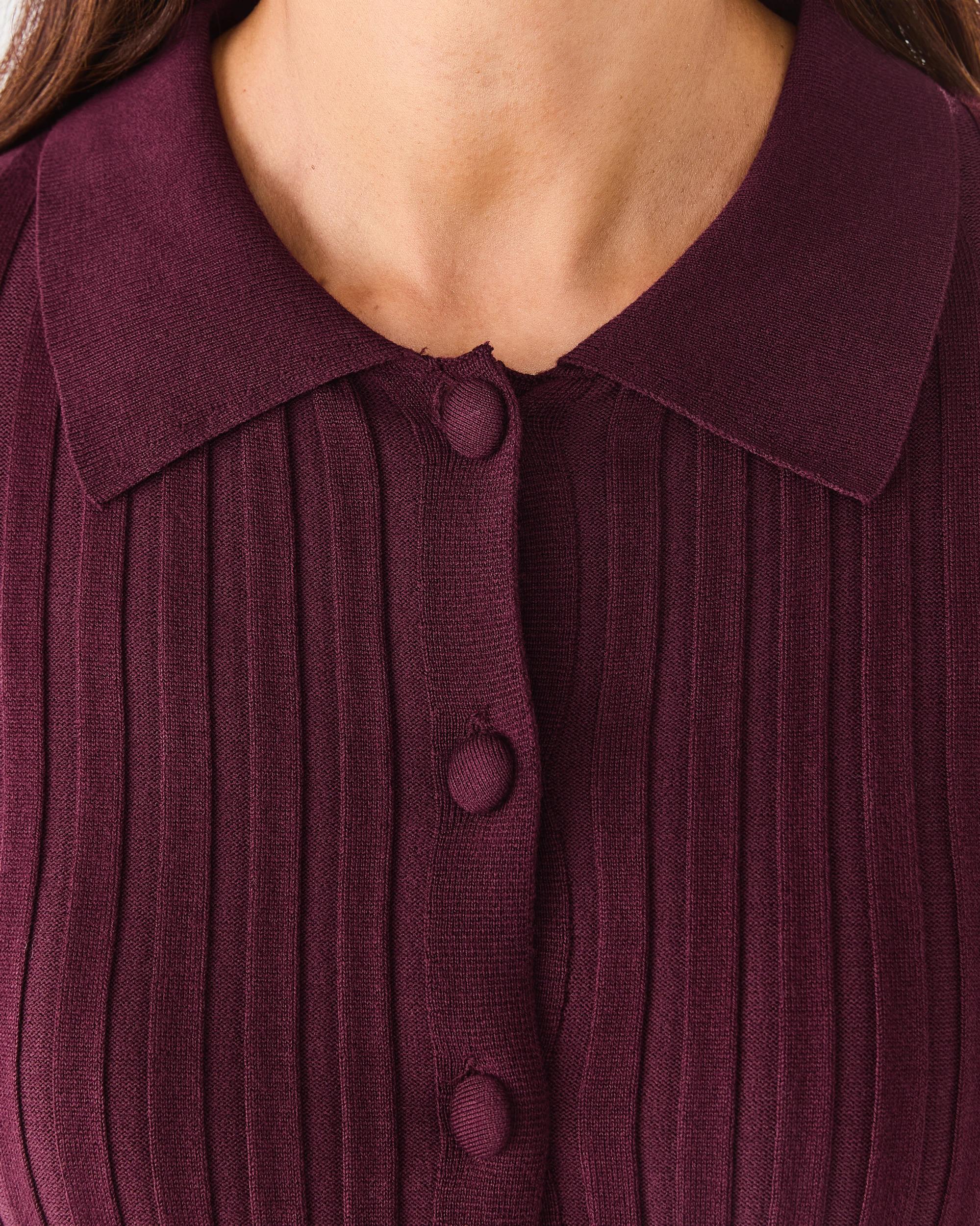 5 Long Sleeve Button Through Polo Shirt Red Royale, 5 of 6