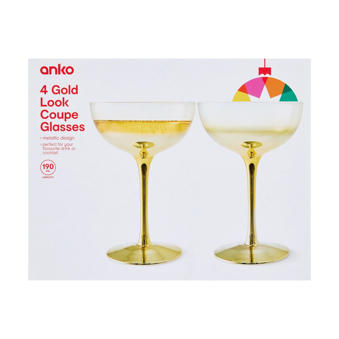 6 4 Gold Look Coupe Glasses, 6 of 6