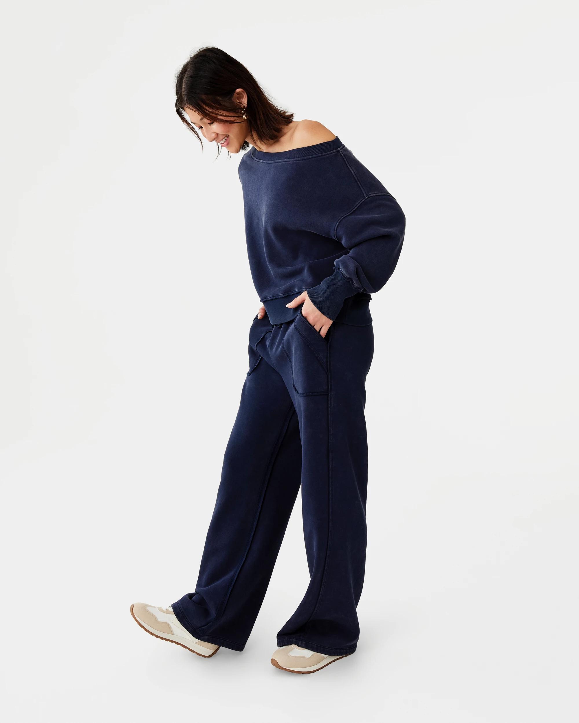 3 Off The Shoulder Sweatshirt Blu Pcoat, 3 of 8