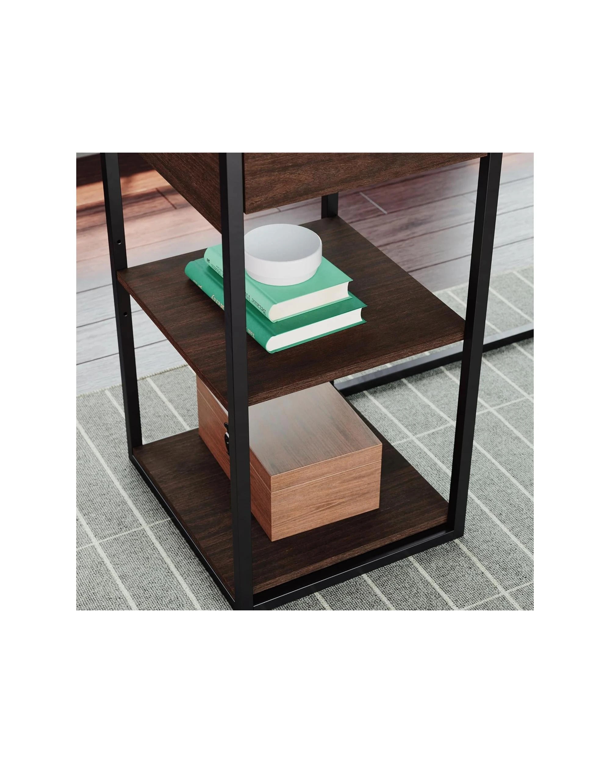 8 Sauder Corner L-Shaped Home Office Desk Study Table Woodgrain and Black - Brown, 8 of 9