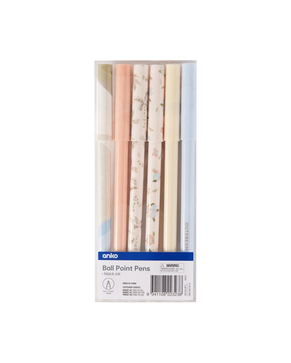 6 Pack Ball Point Pens - Timeless